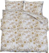 vidaXL Set cu husă de pilotă, alb și maro, 220x240 cm, bumbac