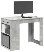 vidaXL Birou cu sertar și raft Gri beton 102x62x77,5 cm lemn prelucrat