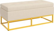 HOMCOM Bancă de Depozitare Rectangulară cu Șezut Căptușit și Picioare din Oțel, 110x44x49 cm, Bej | Aosom Romania