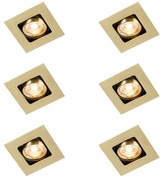 Set de 6 spoturi încastrate pătrate alamă reglabile - Artemis