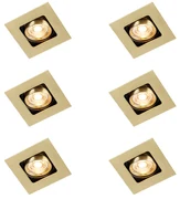 Set de 6 spoturi încastrate pătrate alamă reglabile - Artemis
