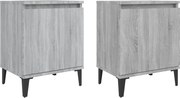 vidaXL Noptiere cu picioare metalice, sonoma gri, 40x30x50 cm