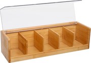 Cutie depozitare ceai 5 compartimente, Maro, 36x11x10 cm, Secret de Gourmet