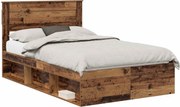 vidaXL Cadru de pat Lemn vechi 120 x 190 cm Lemn de pin masiv