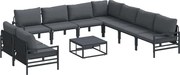 vidaXL Set de canapele pentru grădină cu pernă 10 pcs Negru Oțel
