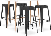 vidaXL Set mobilier de bar, 5 piese, alb și negru