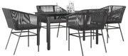 vidaXL Set de sufragerie de grădină 5 piese neagră Sticlă Poly Rattan