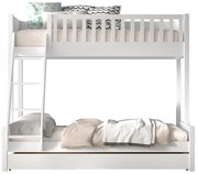 Pat pentru copii alb supraetajat din lemn masiv de pin cu spațiu de depozitare 140x200/90x200 cm SCOTT – Vipack