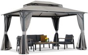 Pavilion de grădină cu plasă de țânțari și perdele Murcia 3x4 antracit Garden Point