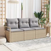 vidaXL Set de canapele pentru grădină 3 pcs Bej Rattan poli