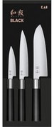 Set de 3 cuțite Kai Wasabi Black – universal mic,universal mare și santoku