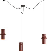 Lampă suspendată retro roșie cu negru cu 3 lumini - Monti