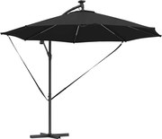 vidaXL Umbrelă de soare Negru 294 x 294 x 248 cm Poliester și Aluminiu