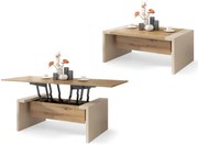 Mazzoni SPACE Stejar Artisan/Bej (Șampanie) - MĂSUȚĂ EXTENSIBILĂ CU RIDICAREA BLATULUI MĂSUȚĂ DE CAFEA