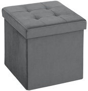 HOMCOM Scaun de depozitare pliabil, scaun pătrat 37,6 L din catifea, capacitate 120 kg, 38 x 38 x 38 cm, gri | Aosom Romania