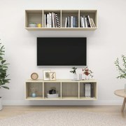 vidaXL Dulapuri TV montate perete 2 buc, stejar sonoma, lemn prelucrat