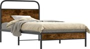 vidaXL Cadru de pat fără saltea 90x200cm Stejar fumuriu lemn prelucrat