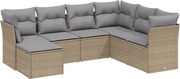 vidaXL Set canapele de grădină, 7 piese, cu perne, bej, poliratan