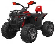 ATV Electric cu acumulator pentru copii NOVOKIDS™ Majestic Quad PRO, Cu melodii si lumini, Lungime 103 cm, Max 30 kg, 12V, 2 motoare, Negru cu Rosu