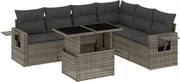 vidaXL Set canapele de grădină, 7 piese, cu perne, gri, poliratan
