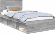 vidaXL Cadru de pat Gri Sonoma 100 x 200 cm Lemn de pin masiv