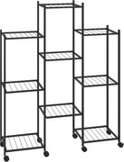 vidaXL Suport pentru flori cu roți, 83x25x103,5 cm, negru, fier