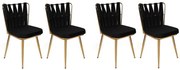 Set de scaune de sufragerie Kusakli Black andGold, 4 buc., 4 buc