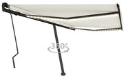 vidaXL Copertină retractabilă manual cu LED, crem, 400x300 cm