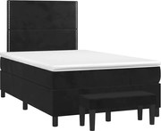 vidaXL Pat box spring cu saltea, negru, 120x190 cm, catifea