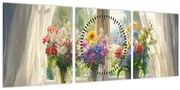 Tablou - Buchet la fereastră (cu ceas) (90x30 cm)