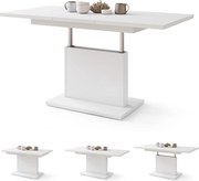 Mazzoni ASTON MINI Alb Mat - MĂSUȚĂ DE CAFEA MODERNĂ EXTENSIBILĂ REGLABILĂ PE ÎNĂLȚIME MASĂ TRANSFORMABILĂ