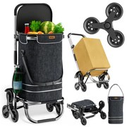 Jurhan Geantă de cumpărături pe roți pentru scări COMFORT, 50L, negru