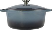 Oala fonta emailata cu capac, 5.2 L , 26 cm Perfect Home 14611, albastra, compatibila cuptor si toate tipurile de plite