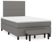 vidaXL Pat box spring cu saltea, gri închis, 120x190 cm, textil