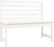 vidaXL Bancă de grădină, alb, 109 cm, lemn masiv de pin