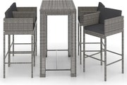 vidaXL Set mobilier bar de grădină cu perne, 5 piese, gri, poliratan