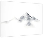 Tablou pe sticlă - Pictură cu cerneală de munți (70x50 cm)