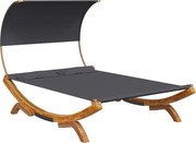 vidaXL Pat de exterior cu baldachin antracit 165x203x126 cm lemn masiv