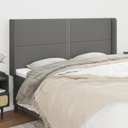 vidaXL Tăblie de pat cu aripioare gri închis 183x16x118/128 cm textil