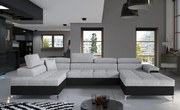 Canapea modulara, extensibila, cu spatiu pentru depozitare, 345x202x90 cm, Eduardo L01, Eltap (Culoare: Bej Pepit / Bej deschis)