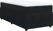 vidaXL Pat box spring cu saltea, negru, 100x200 cm, catifea