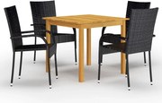 vidaXL Set mobilier de grădină, 5 piese, negru