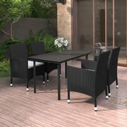 vidaXL Set mobilier de grădină cu perne 5 piese poliratan &amp; sticlă