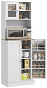 HOMCOM Mobilier Bufet Bucătărie pentru Cuptor cu Microunde cu Rafturi și Suport Condimente Alb | Aosom Romania
