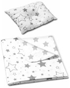 Set paturica dubla din bumbac si flanel 100x75 si perna bebelusi contra plagiocefaliei Kidizi Galaxy Grey