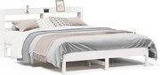 vidaXL Cadru de pat fără saltea, alb, 140x190 cm, lemn masiv de pin