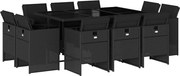 vidaXL Set mobilier de exterior cu perne, 11 piese, negru, poliratan