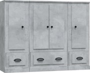 vidaXL Dulapuri înalte, 3 buc., gri beton, lemn prelucrat