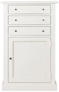 Comoda alba, din lemn de pin, cu 3 sertare si usa, aspect vintage, Country