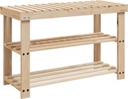 vidaXL Pantofar 2-în-1 cu bancă, lemn masiv de brad